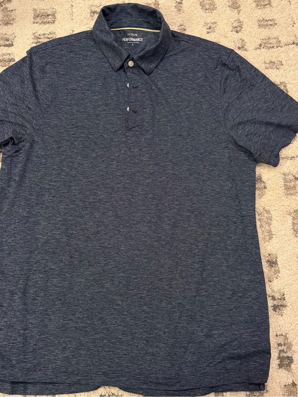 J Crew Performance Polo Shirt Short Sleeve, White/Blue, Size Large